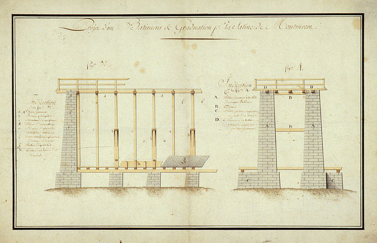 Projet d'un bâtiment de graduation pour la saline de Montmorot [fig. 3 et 4].