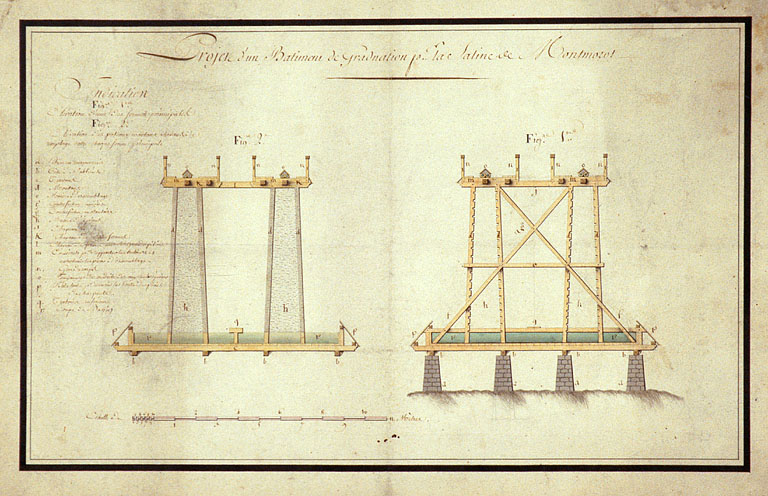 Projet d'un bâtiment de graduation pour la saline de Montmorot [fig. 1 et 2].