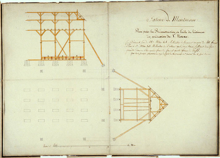 Plan pour le reconstruction de l'aile du bâtiment de graduation du 1er niveau.