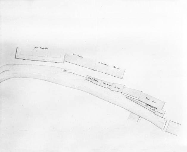 Plan de la rivière de Bienne levé au sujet de la réclamation de la veuve Chavin de Morez [détail de la partie droite].