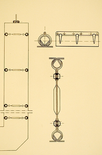 Détail des entretoises et de leur mode de fixation sur les tôles [...].