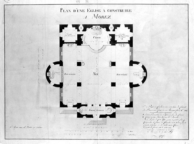 Plan d'une église à construire à Morez, 1817.