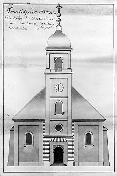 Frontispice et clocher du projet fait par les sieurs Gabiot dudit jour 15 juillet 1810.