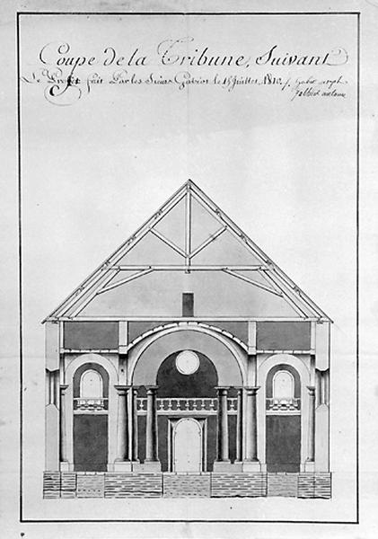 Coupe de la tribune, suivant le projet fait par les sieurs Gabiot le 15 juillet 1810.