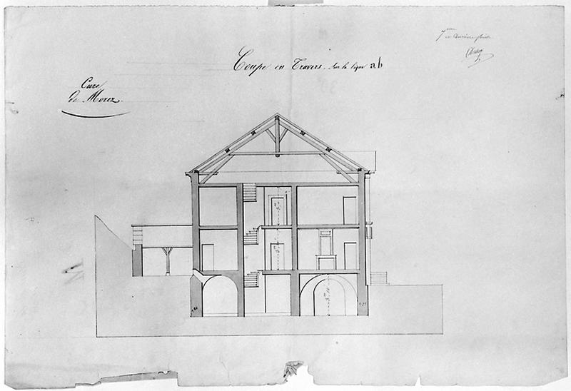 Cure de Morez. 7e et dernière feuille. Coupe en travers sur la ligne ab, 1836.