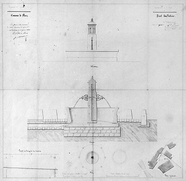 Commune de Morez. Projet d'une fontaine [place de la Samaritaine, actuellement Jules Girod], 1840.