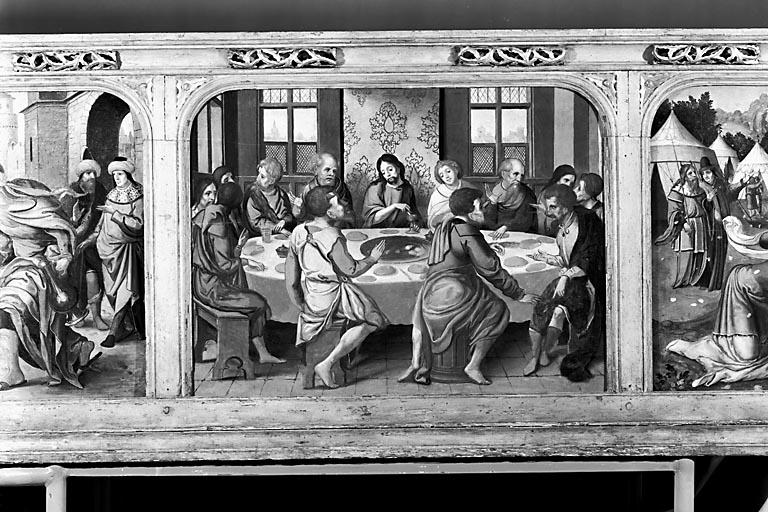 Panneau central de la prédelle : la Cène (après restauration).