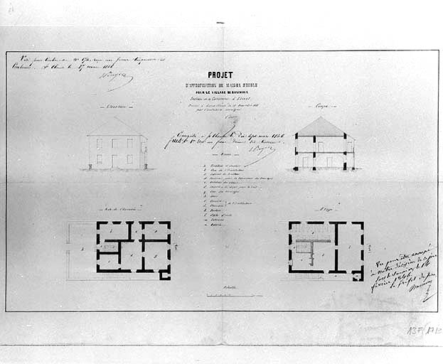 Projet d'appropriation de Maison d'Ecole [...] [plans, coupe et élévation].