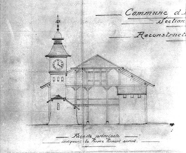 Commune d'Etival [...] Reconstruction de la toiture du châlet incendié [détail : élévation de la façade est].