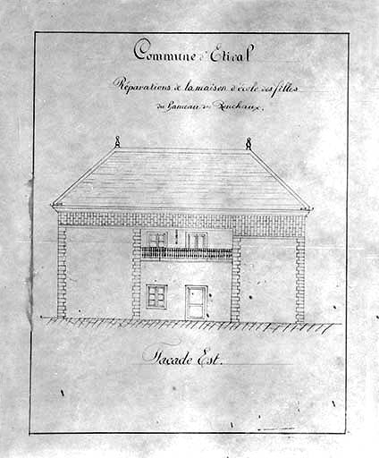 Commune d'Etival. Réparations à la maison d'Ecole des Filles [...] Façade est.