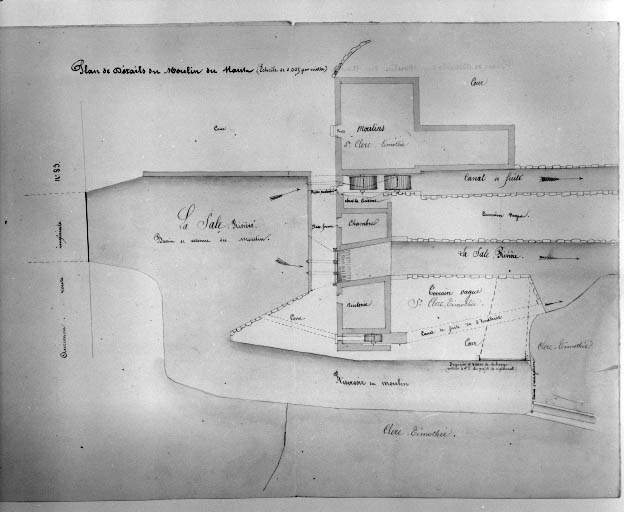 Plan et dessins de détail. Réglementation de l'usine dite moulin du Haut [...].
