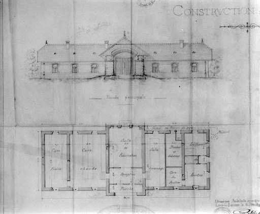 Commune de Desnes. Construction d'un Chalet. [Détail : façade principale et plan au rez de chaussée].