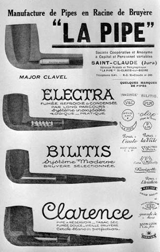 Manufacture de Pipes en Racine de Bruyère "La Pipe" [publicité], milieu des années 1920.
