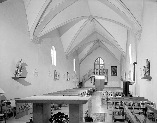 Elévation intérieure sud de la nef vue depuis le choeur.