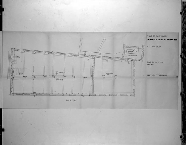 Immeuble 1 rue du Tomachon. Etat des lieux. Plan du 1er étage.