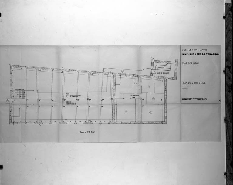 Immeuble 1 rue du Tomachon. Etat des lieux. Plan du 2eme étage.