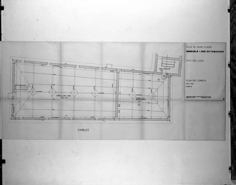 Immeuble 1 rue du Tomachon. Etat des lieux. Plan des combles.
