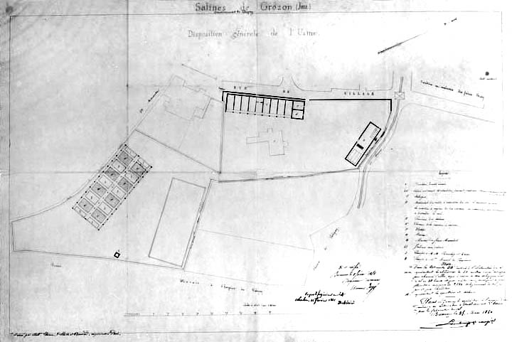 Salines de Grozon (Jura). Disposition générale de l'Usine.
