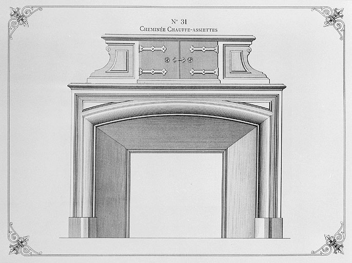 Modèle de cheminée n° 31 (cheminée chauffe-assiettes).