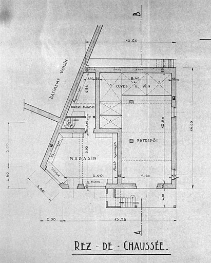 Plan du rez-de-chaussée avant l'incendie de 1944.