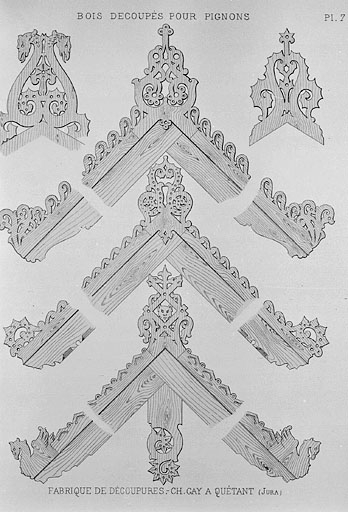 [Fabrique Gay : modèles de] bois découpés pour pignons.