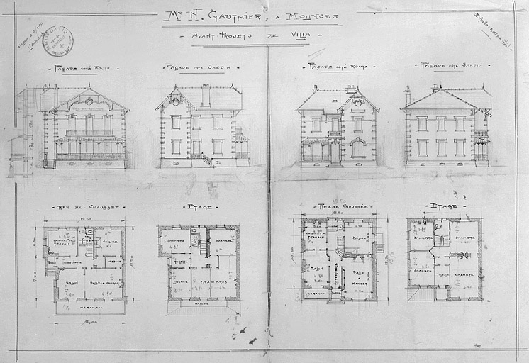 M. N. Gauthier à Molinges. Avant-projets de Villa.