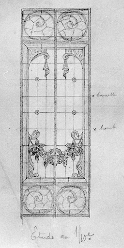 Etude au 1/10e [pour les verrières de la véranda].