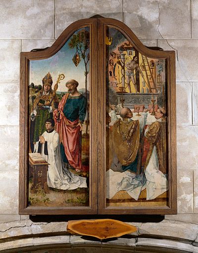 Triptyque : la messe de saint Grégoire, saints et donateur (Champagnole, église paroissiale Saint-Etienne).