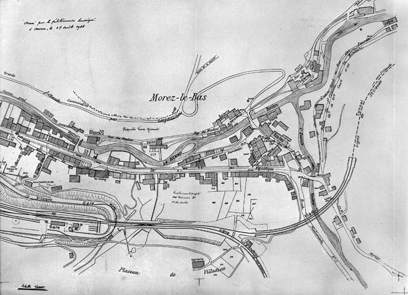 Ville de Morez. Installation de 2 réservoirs d'essence [... usines du bas de Morez], 1936.