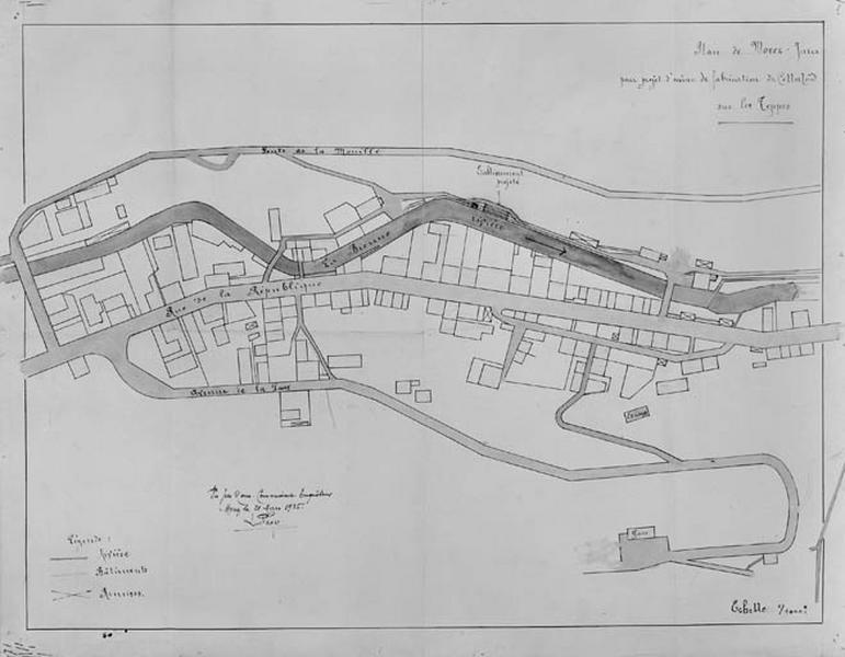 Plan de Morez. Jura. Pour projet d'usine de fabrication de Celluloïd [Ferrez] sur les Teppes, 1925.