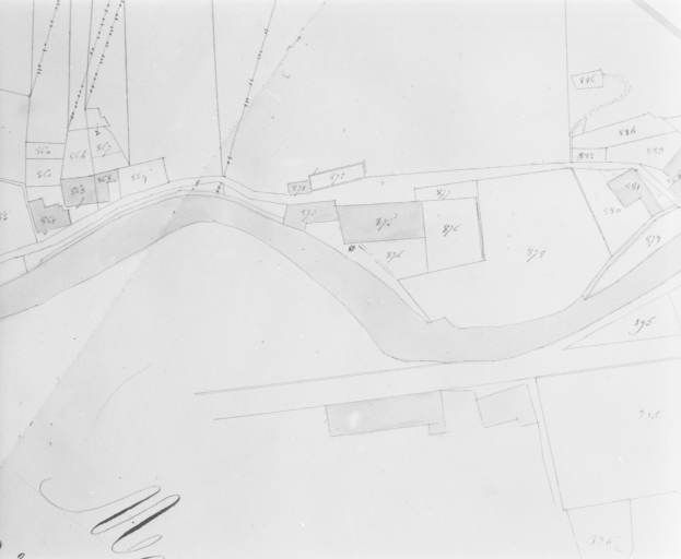 Morez. Section unique 6e feuille [plan de situation extrait du plan cadastral]. Dessin, 1822. Echelle 1:1250.