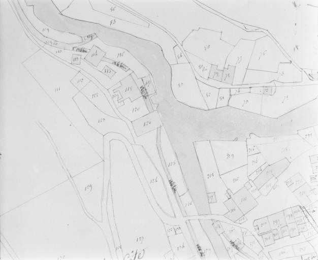 Morez. Section unique 1ère feuille [plan de situation extrait du plan cadastral]. Dessin, 1822. Echelle 1:1250.