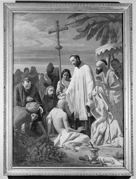 Tableau : Saint François Xavier baptisant et guérissant les malades indiens