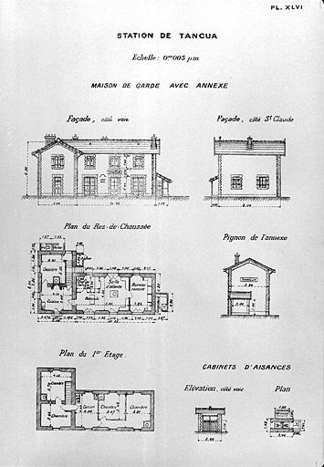 Station de Tancua. Maison de garde avec annexe [plans et élévations], [1919].