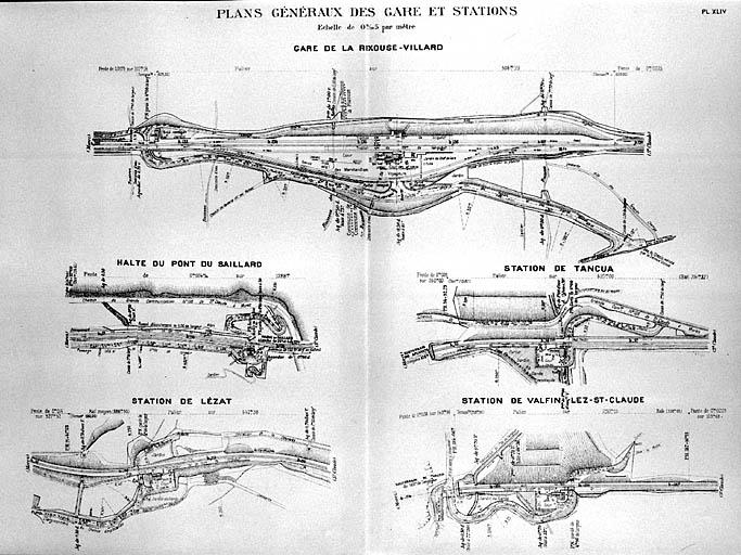 Plans généraux des gares et stations [plan-masse et de situation], [1919].