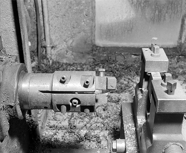 Détail du mandrin porte-outils (après rotation d'un quart de tour).