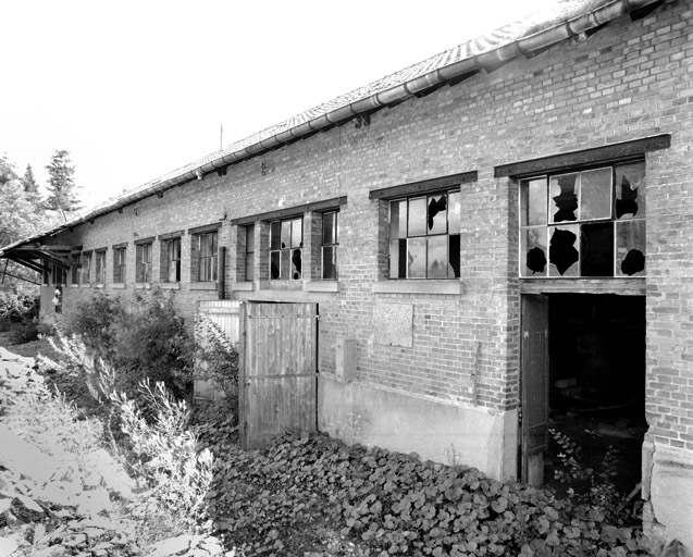 Détail de la façade nord de l'atelier de fabrication.