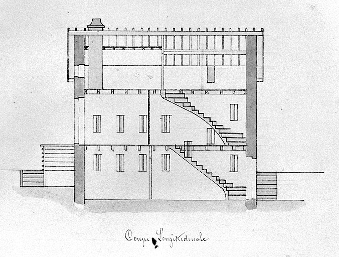 Maison éclusière n° 50 à St Paul - 1880 [détail : ] Coupe longitudinale.