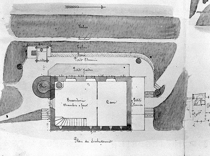 Maison éclusière n° 50 à St Paul - 1880 [détail : ] Plan du soubassement.