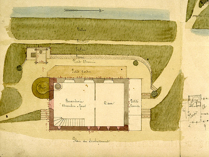 Maison éclusière n° 50 à St Paul - 1880 [détail : ] Plan du soubassement.