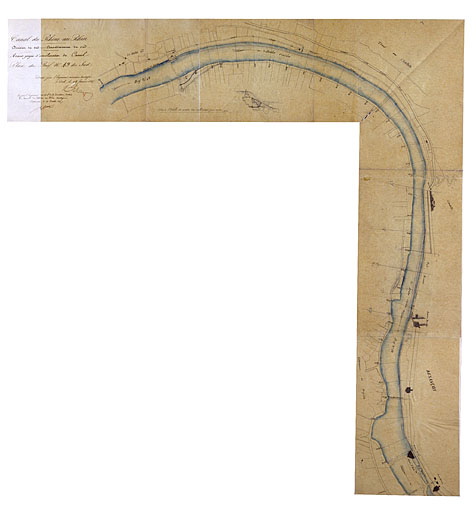 Avant-projet d'amélioration du canal. Plan du bief n° 49 du sud [de la Malate au moulin Saint-Paul], 1847.