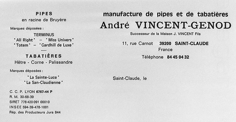 Manufacture de pipes et de tabatières André Vincent-Genod.