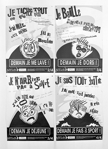 Affich'H Hygiène de l'Ecolier : exemple d'affiches réalisées à l'atelier Patrimoine en 1998.