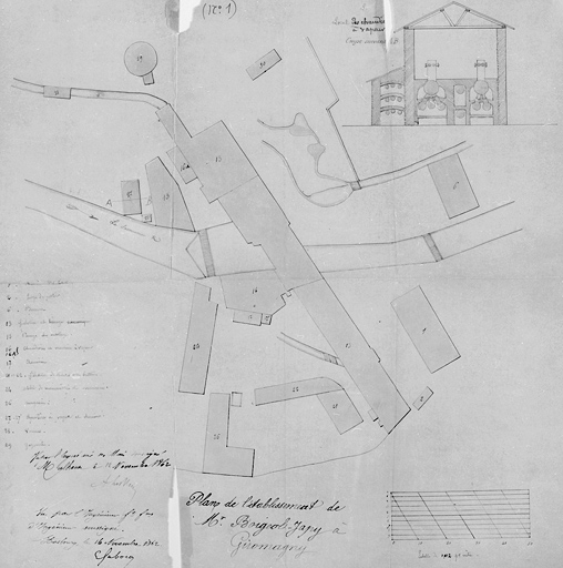 Plan de l'établissement de M. Boigeol-Japy à Giromagny.