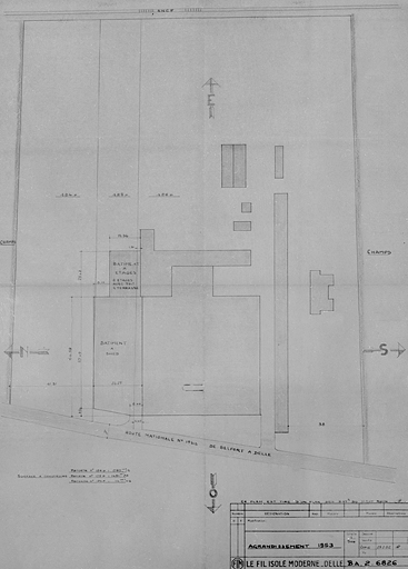 Fil Isolé Moderne - Delle. Agrandissement 1953 [Plan-masse].