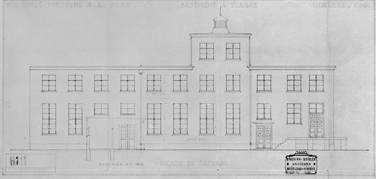 Fil Isolé Moderne S.A. Delle - Bâtiment à étages. Façade et passage - R 111.