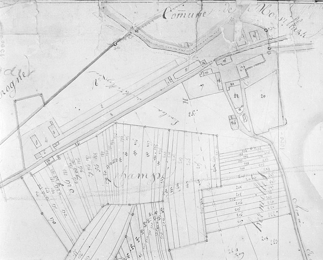 Méziré. Section C dite Rières du territoire [plan-masse et de situation extrait du plan cadastral napoléonien].
