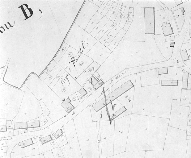 Rougemont-le-Château. Section D dite le Village [plan-masse et de situation extrait du plan cadastral napoléonien].