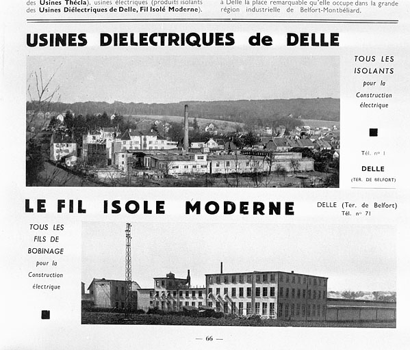Ensemble de construction électrique de la société des Usines Diélectriques de Delle - Fil Isolé Moderne, actuellement Von-Roll Isola