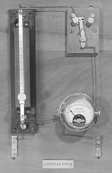 Tableau de synchronisation : voltmètre et rhéostat de l'horloge n° 1600.